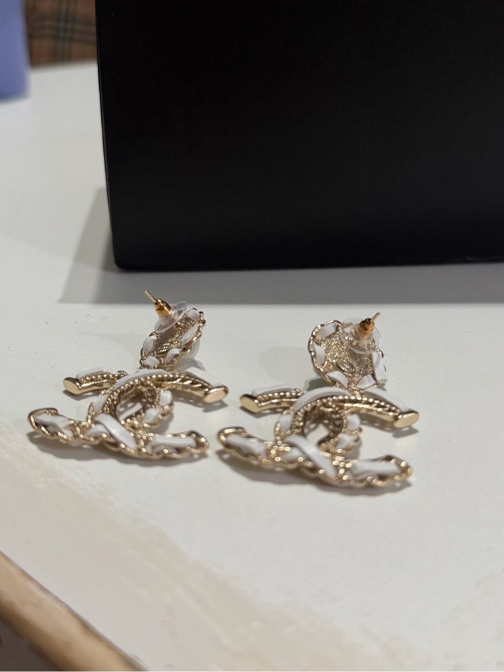 Chanel 2006 Gold and Pearl Double C Drop Earrings - Picture 6 of 9
